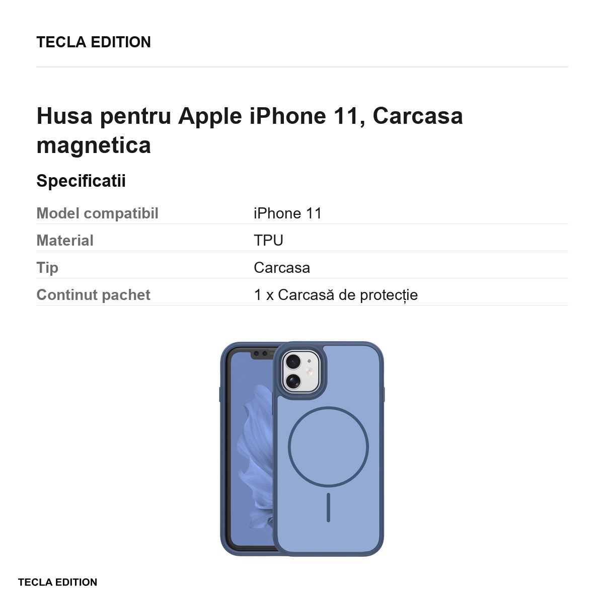 Husa Frame Thin Mag pentru Apple iPhone 11, Carcasa magnetica, Albastru inchis [2]