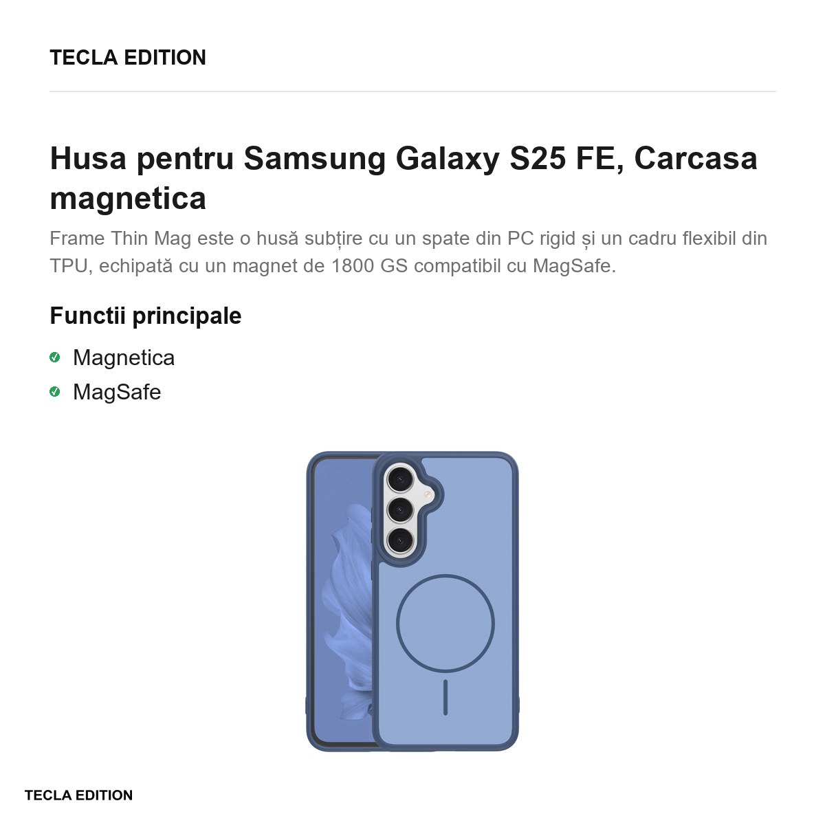 Husa Frame Thin Mag pentru Samsung Galaxy S25 FE, Carcasa magnetica, Albastru inchis [1]