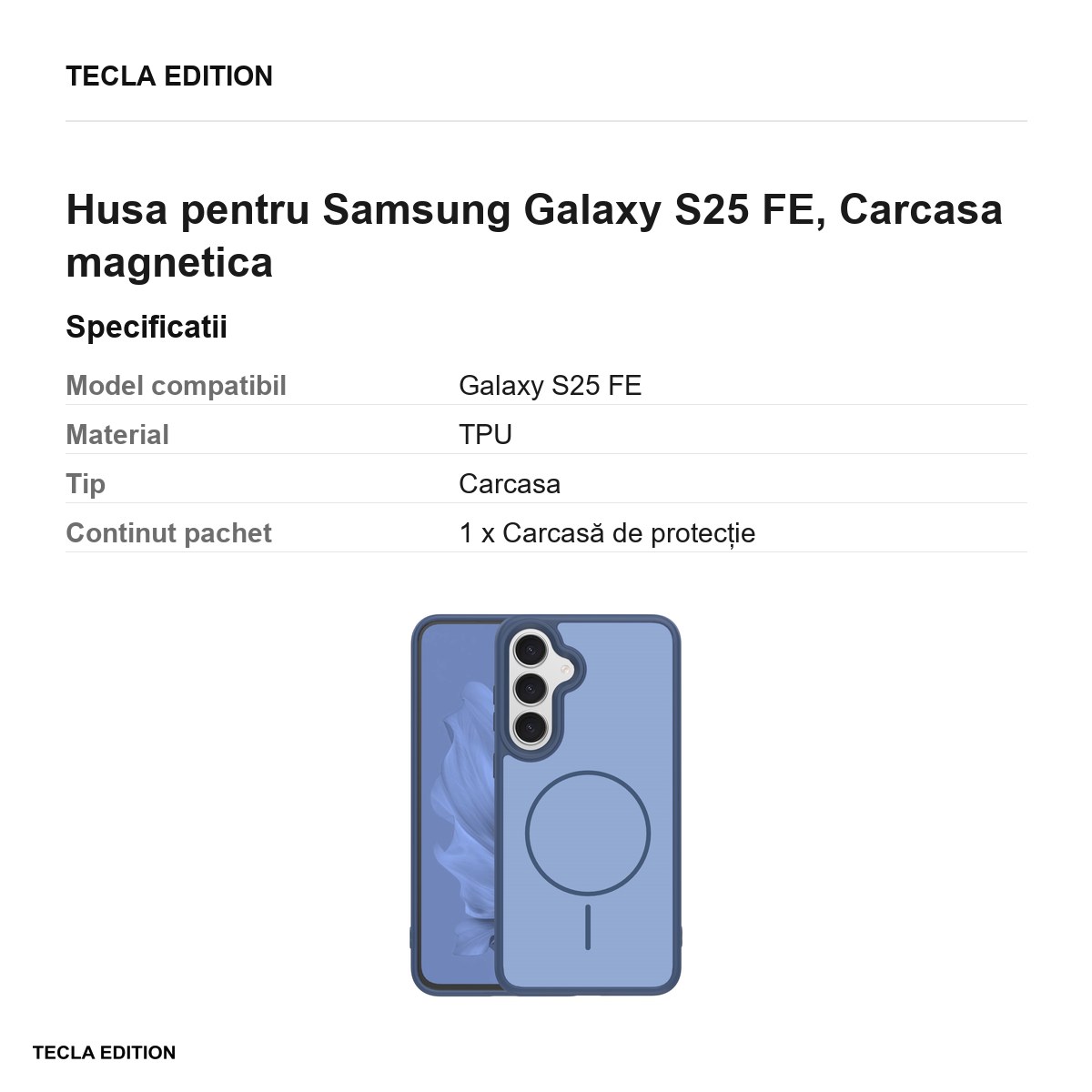 Husa Frame Thin Mag pentru Samsung Galaxy S25 FE, Carcasa magnetica, Albastru inchis [2]