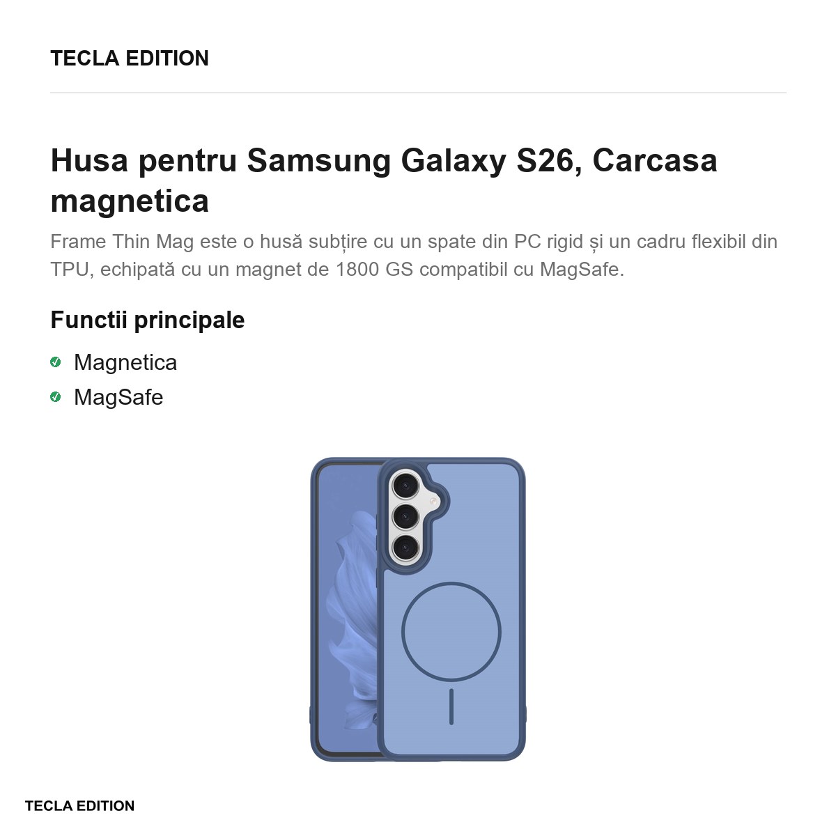 Husa Frame Thin Mag pentru Samsung Galaxy S26, Carcasa magnetica, Albastru inchis [1]