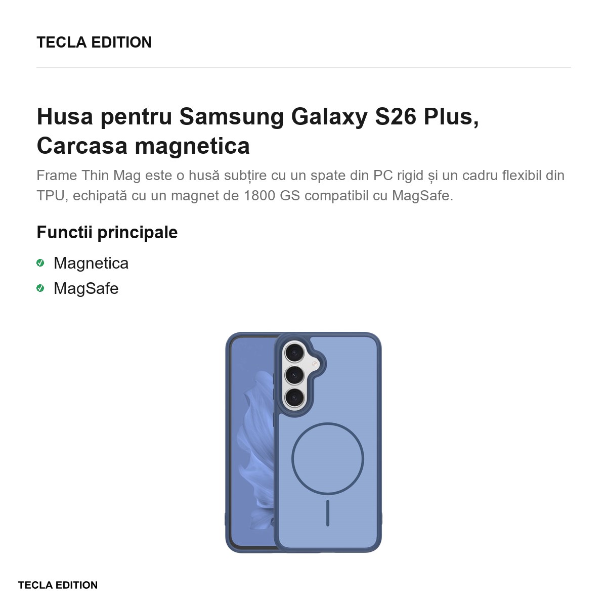 Husa Frame Thin Mag pentru Samsung Galaxy S26 Plus, Carcasa magnetica, Albastru inchis [1]