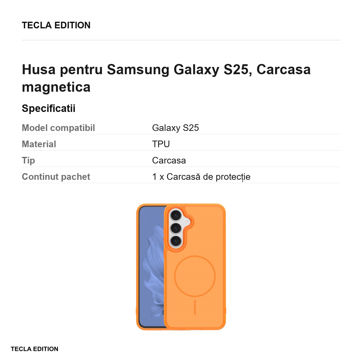 Husa Frame Thin Mag pentru Samsung Galaxy S25, Carcasa magnetica, Portocaliu [2]