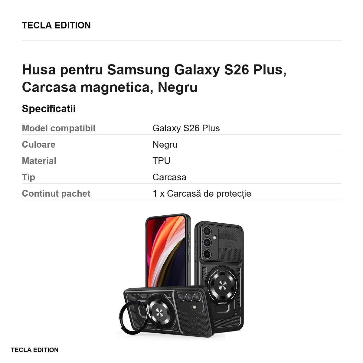 Husa Defender Armor Mag pentru Samsung Galaxy S26 Plus, Carcasa magnetica, Negru [2]