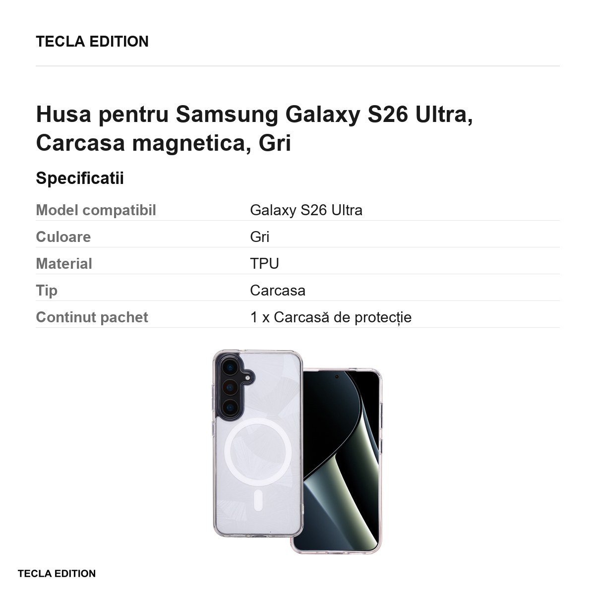 Husa Flash Mag pentru Samsung Galaxy S26 Ultra, Carcasa magnetica, Gri [2]