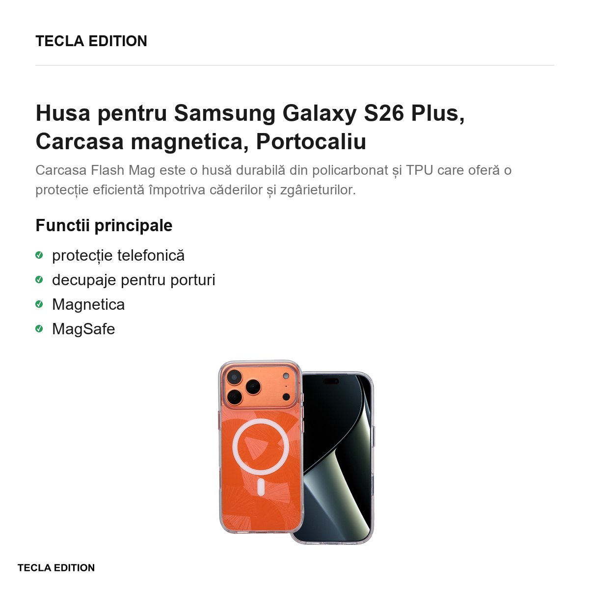 Husa Flash Mag pentru Samsung Galaxy S26 Plus, Carcasa magnetica, Portocaliu [1]