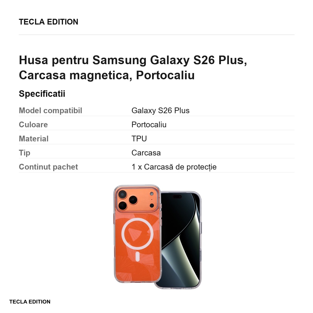 Husa Flash Mag pentru Samsung Galaxy S26 Plus, Carcasa magnetica, Portocaliu [2]