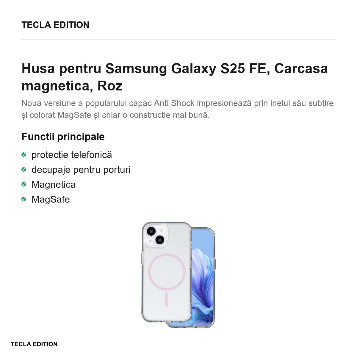 Husa Anti Shock Thin Mag pentru Samsung Galaxy S25 FE, Carcasa magnetica, Roz [1]