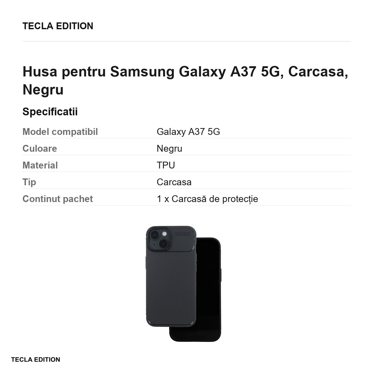 Husa Carbon Black pentru Samsung Galaxy A37 5G, Carcasa, Negru [2]