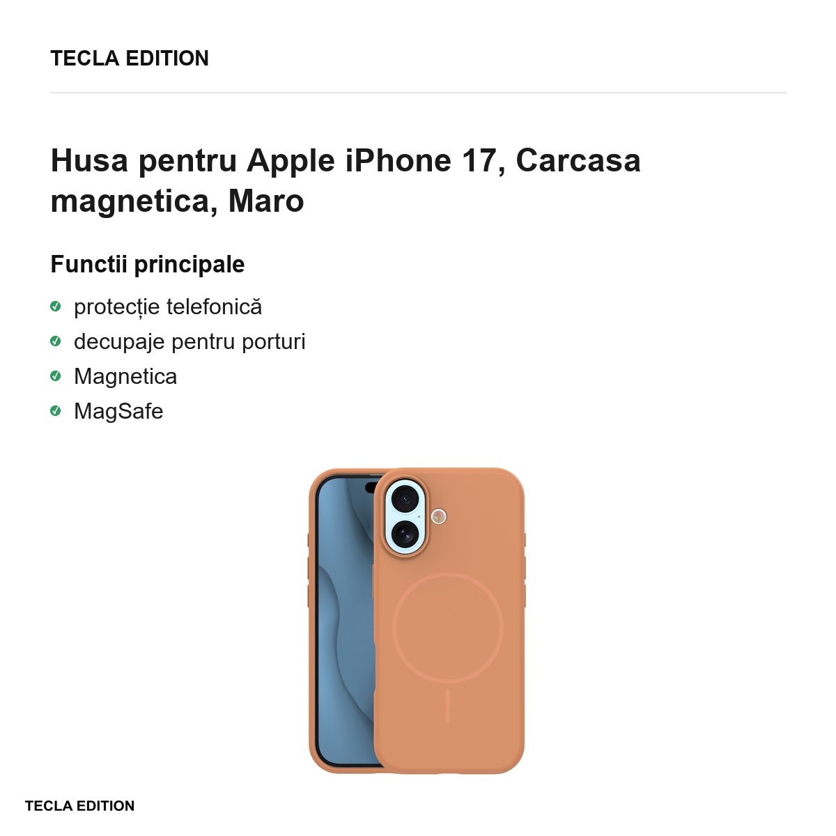Husa Silicone Thin Mag pentru Apple iPhone 17, Carcasa magnetica, Maro [1]