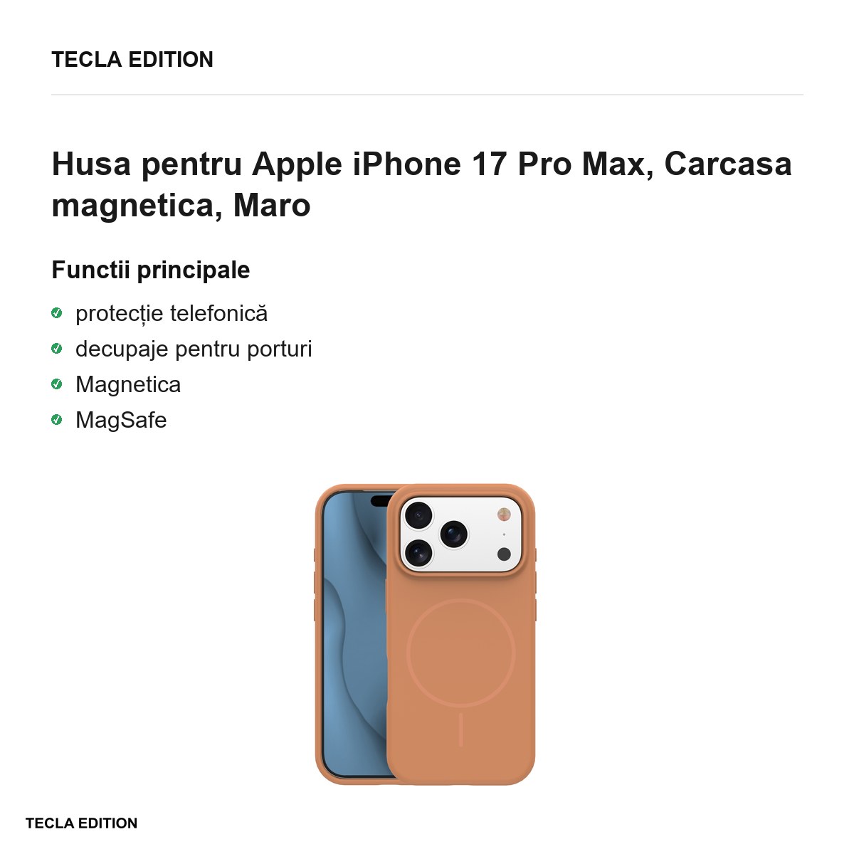 Husa Silicone Thin Mag pentru Apple iPhone 17 Pro Max, Carcasa magnetica, Maro [1]