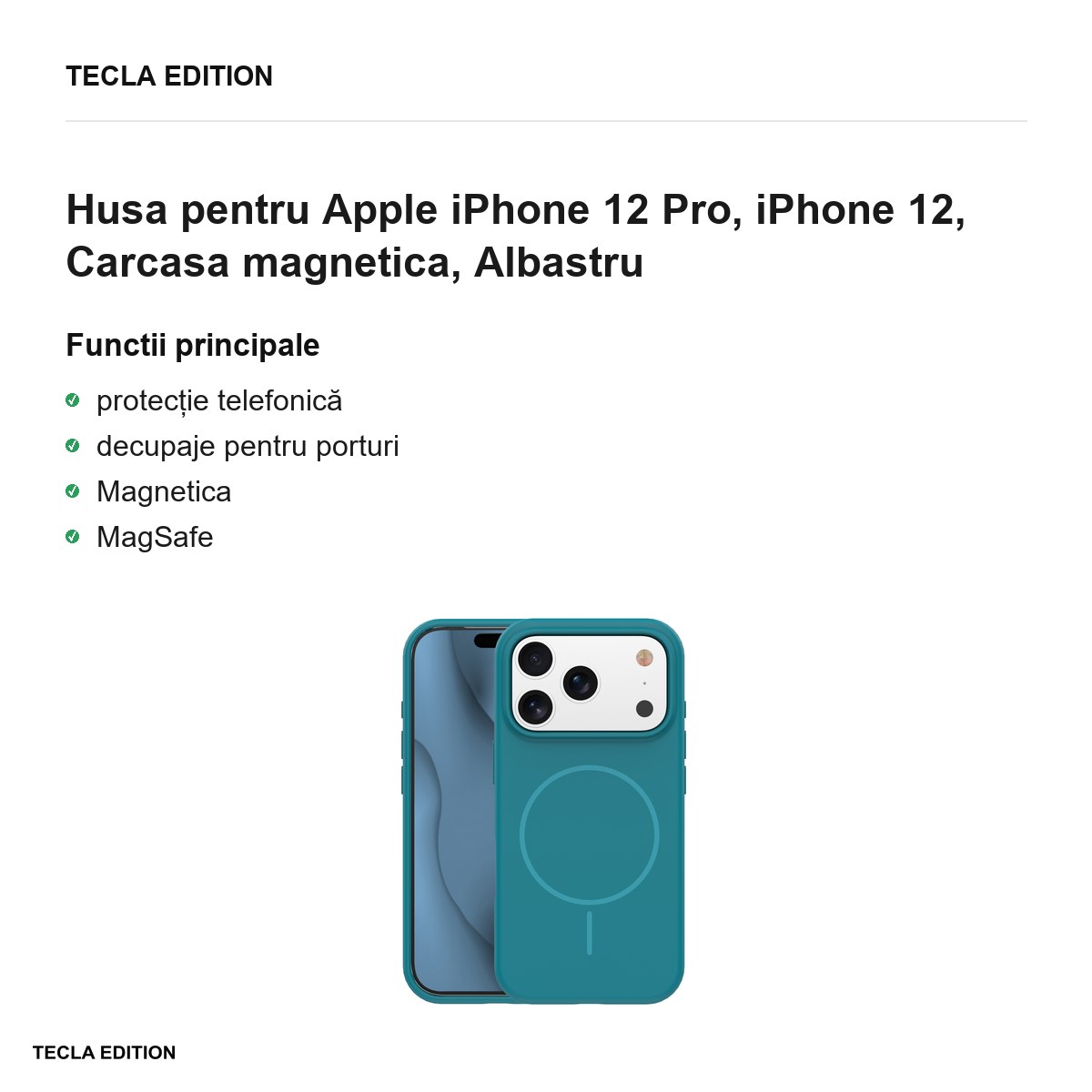 Husa Silicone Thin Mag pentru Apple iPhone 12 Pro, iPhone 12, Carcasa magnetica, Albastru [1]