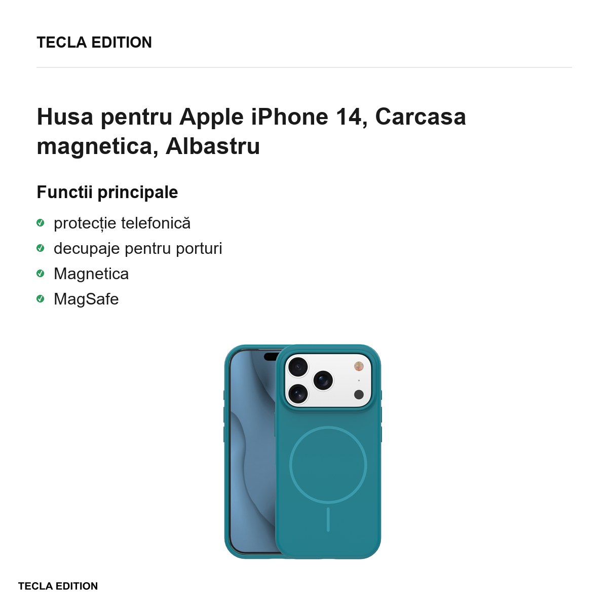 Husa Silicone Thin Mag pentru Apple iPhone 14, Carcasa magnetica, Albastru [1]