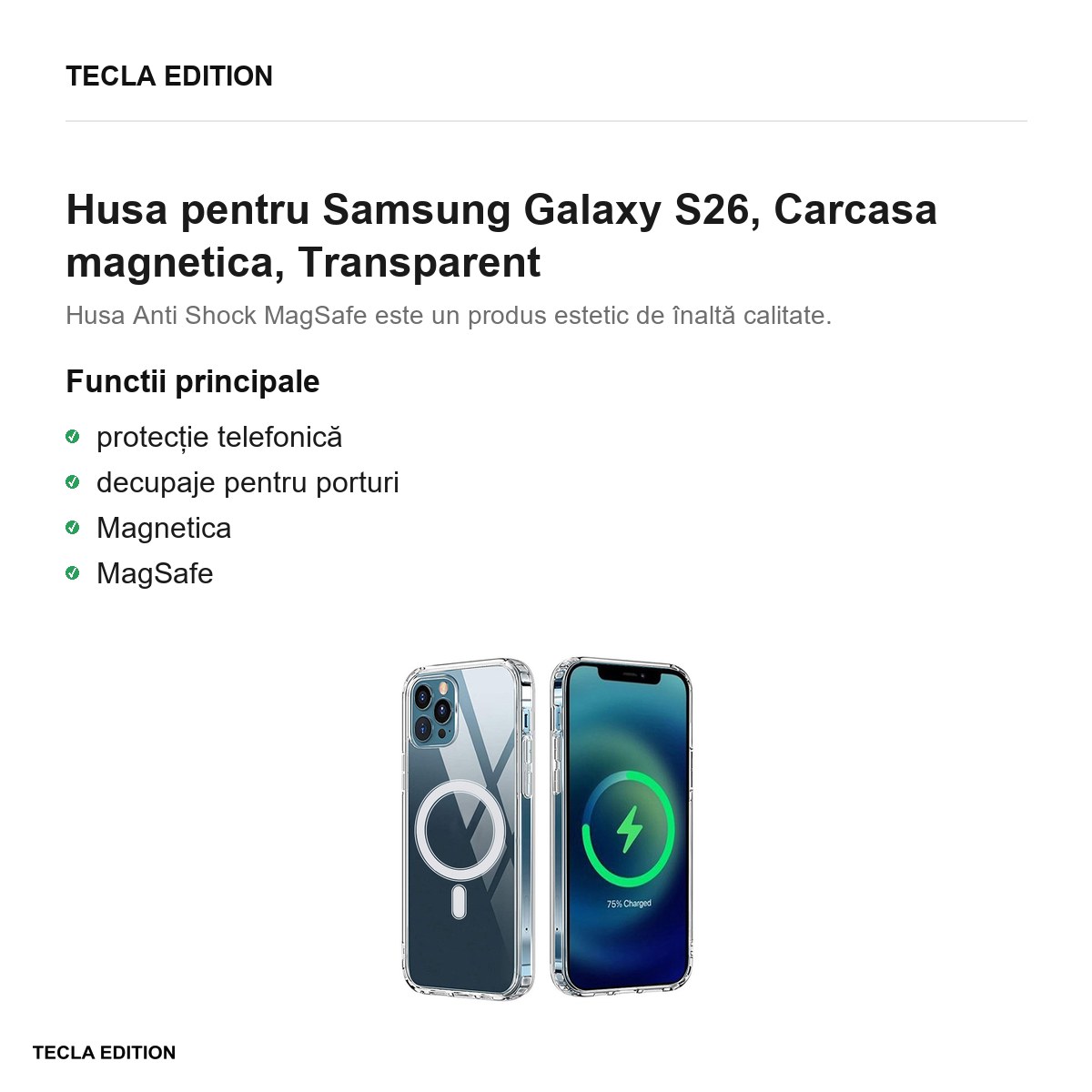 Husa Anti Shock 1 5 mm Mag pentru Samsung Galaxy S26, Carcasa magnetica, Transparent [1]