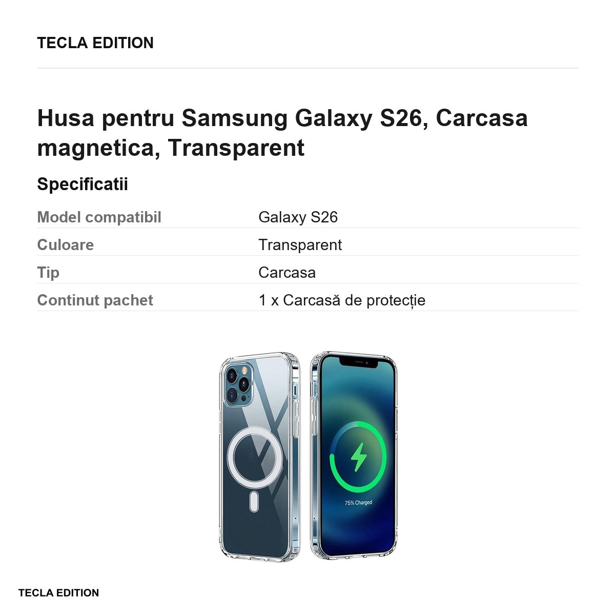 Husa Anti Shock 1 5 mm Mag pentru Samsung Galaxy S26, Carcasa magnetica, Transparent [2]