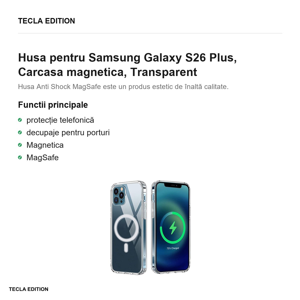 Husa Anti Shock 1 5 mm Mag pentru Samsung Galaxy S26 Plus, Carcasa magnetica, Transparent [1]