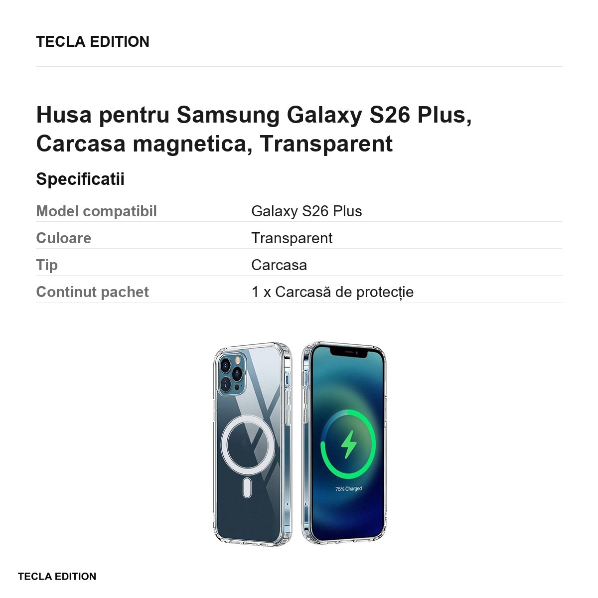 Husa Anti Shock 1 5 mm Mag pentru Samsung Galaxy S26 Plus, Carcasa magnetica, Transparent [2]