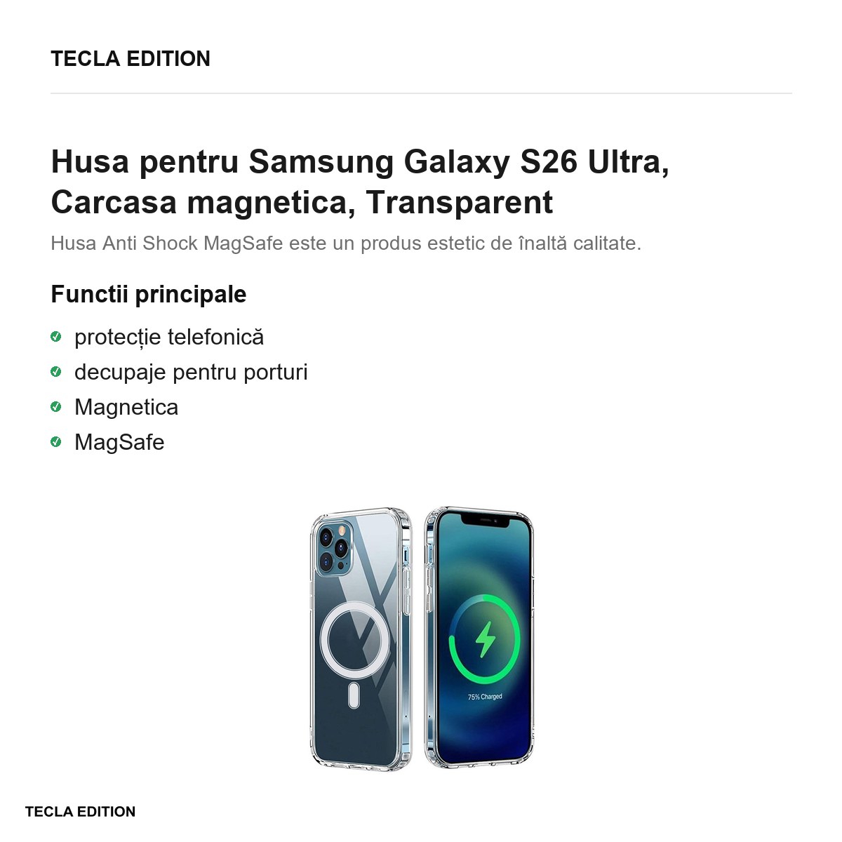Husa Anti Shock 1 5 mm Mag pentru Samsung Galaxy S26 Ultra, Carcasa magnetica, Transparent [1]