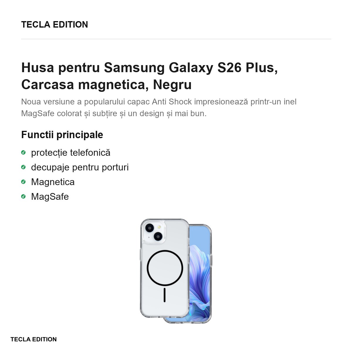 Husa Anti Shock Thin Mag pentru Samsung Galaxy S26 Plus, Carcasa magnetica, Negru [1]