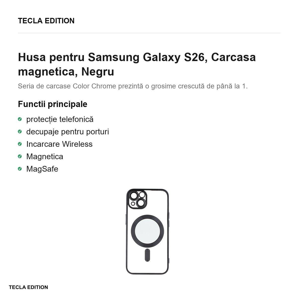 Husa Color Chrome Mag pentru Samsung Galaxy S26, Carcasa magnetica, Negru [1]