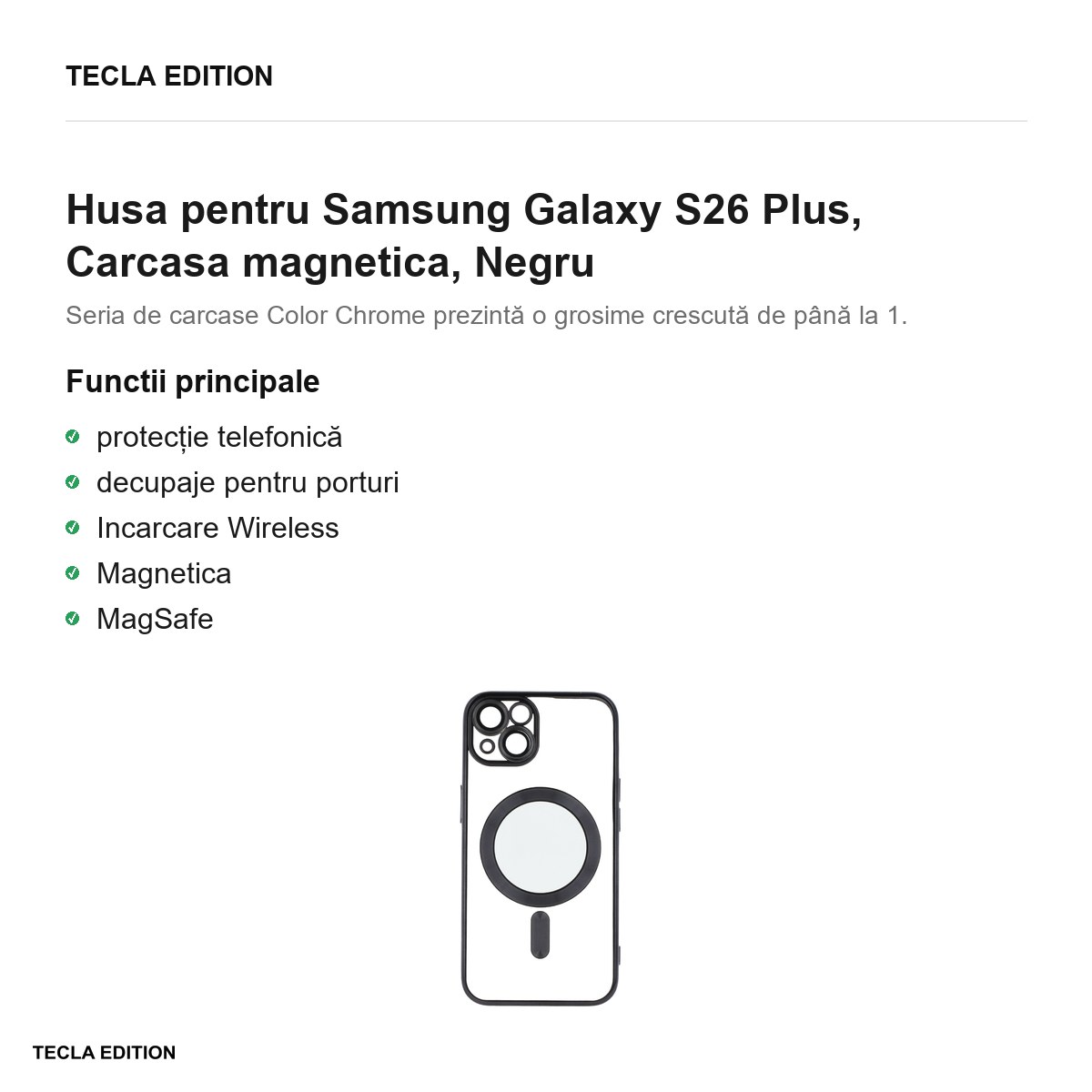 Husa Color Chrome Mag pentru Samsung Galaxy S26 Plus, Carcasa magnetica, Negru [1]