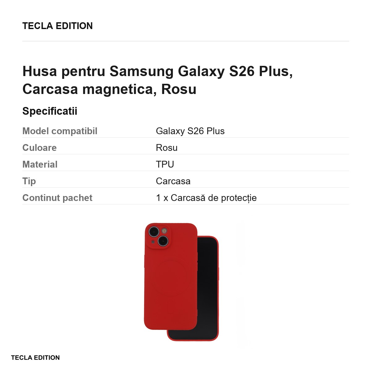 Husa Simple Color Mag pentru Samsung Galaxy S26 Plus, Carcasa magnetica, Rosu [2]