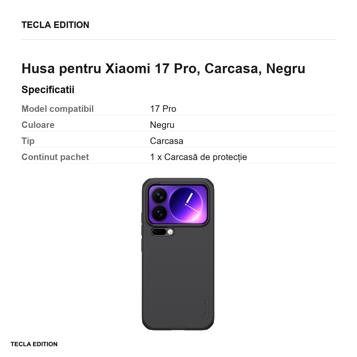 Husa Nillkin Super Shield Pro pentru Xiaomi 17 Pro, Carcasa, Negru [2]