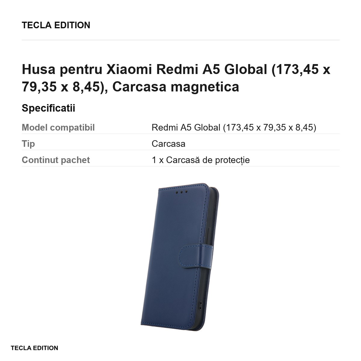 Husa Smart Classic pentru Xiaomi Redmi A5 Global, tip carte cu inchidere magnetica, Albastru [2]