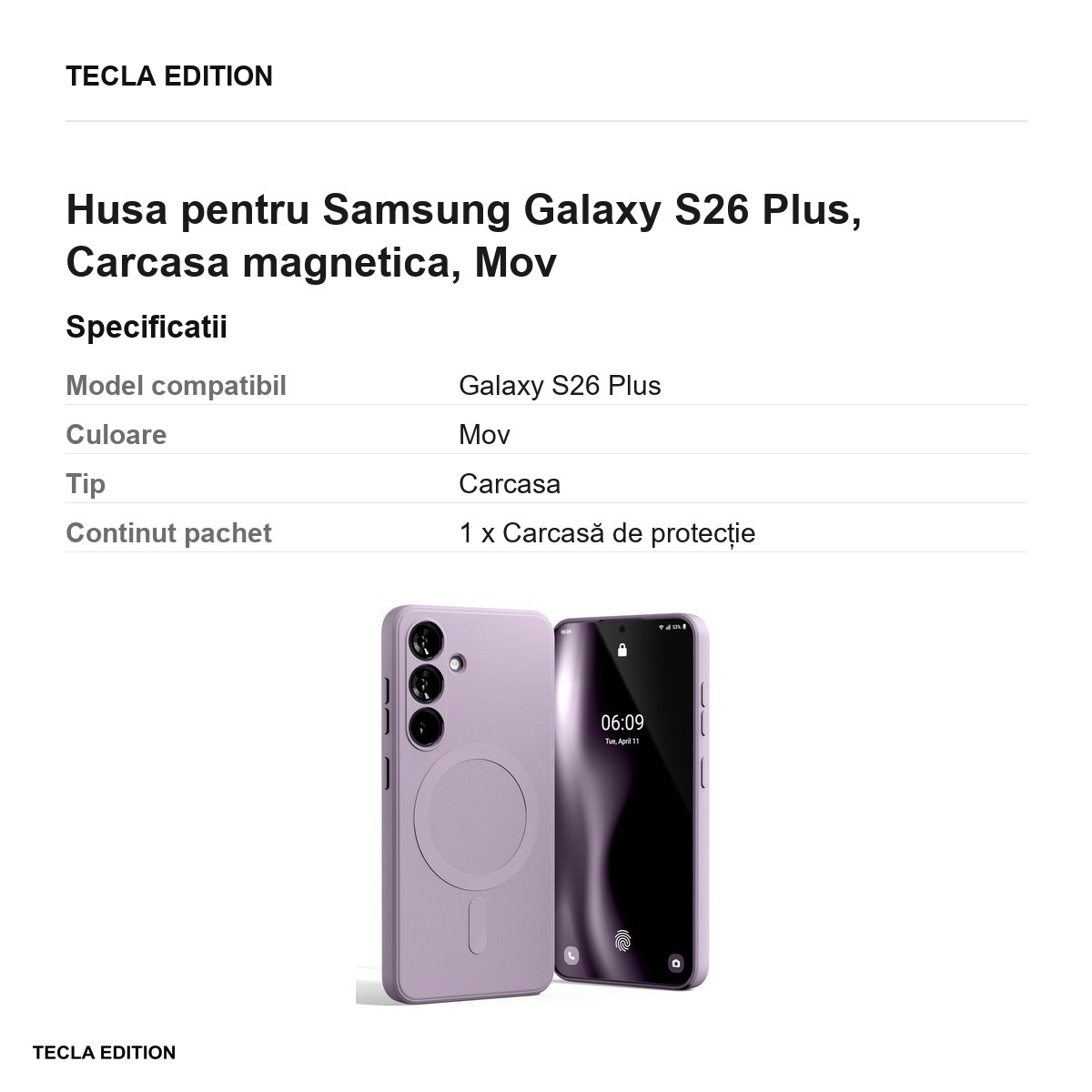 Husa Mercury Semi-Silicon + Lilac pentru Samsung Galaxy S26 Plus, Carcasa magnetica, Mov [2]