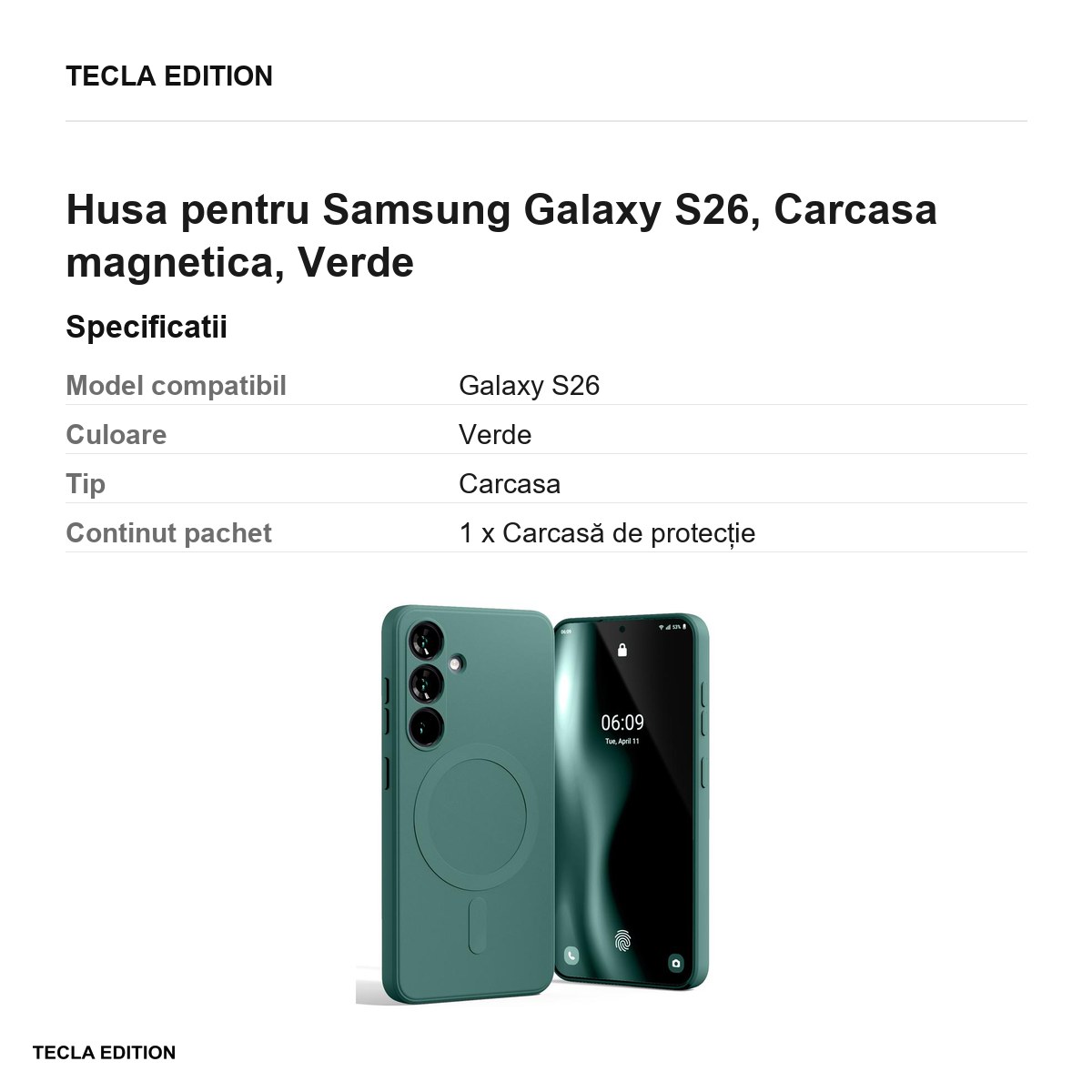 Husa Mercury Semi-Silicon pentru Samsung Galaxy S26, Carcasa magnetica, Verde [2]