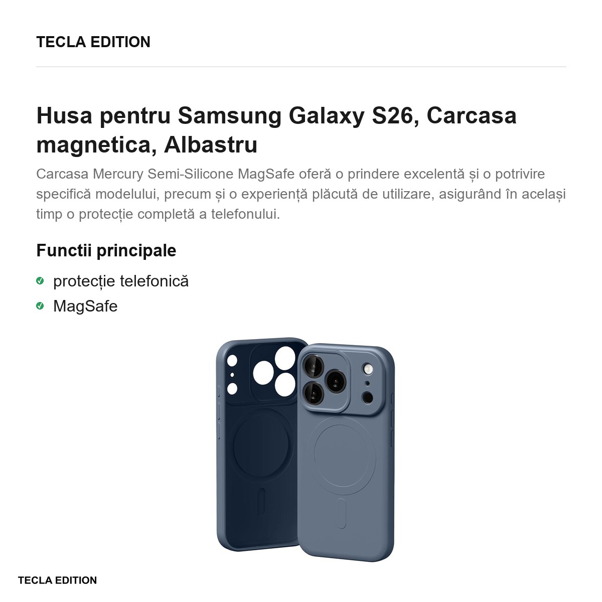 Husa Mercury Semi-Silicon Sierra pentru Samsung Galaxy S26, Carcasa magnetica, Albastru [1]