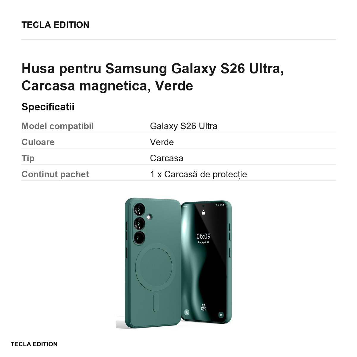 Husa Mercury Semi-Silicon pentru Samsung Galaxy S26 Ultra, Carcasa magnetica, Verde [2]
