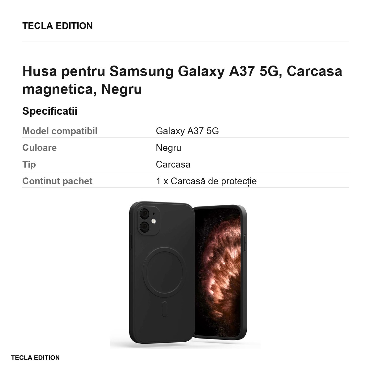 Husa Mercury Semi-Silicon pentru Samsung Galaxy A37 5G, Carcasa magnetica, Negru [2]