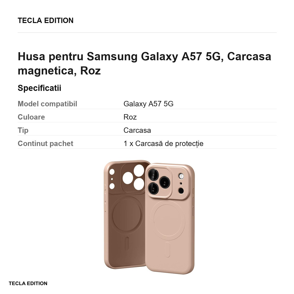 Husa Mercury Semi-Silicon Sand pentru Samsung Galaxy A57 5G, Carcasa magnetica, Roz [2]