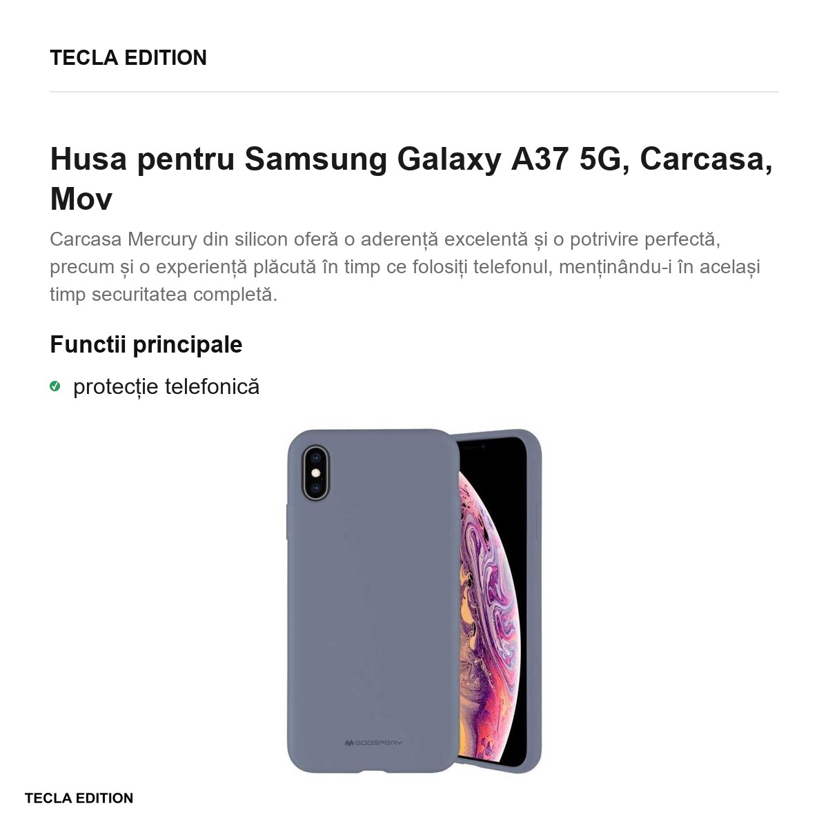 Husa Mercury Silicone pentru Samsung Galaxy A37 5G, Carcasa, Gri [1]