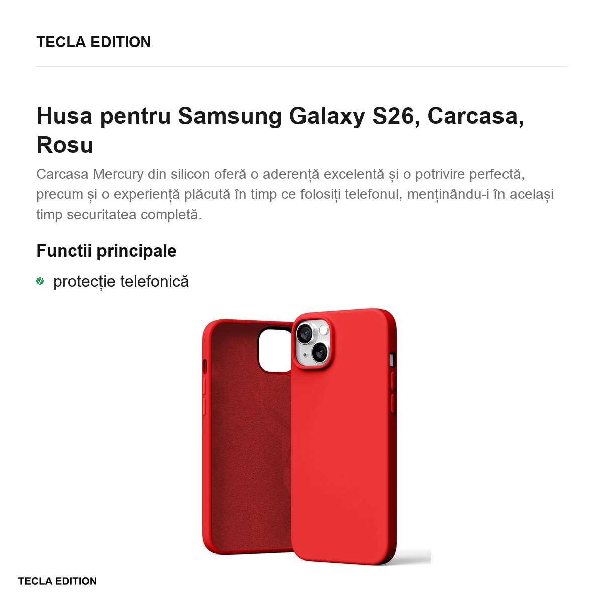 Husa Mercury Silicone pentru Samsung Galaxy S26, Carcasa, Rosu [1]