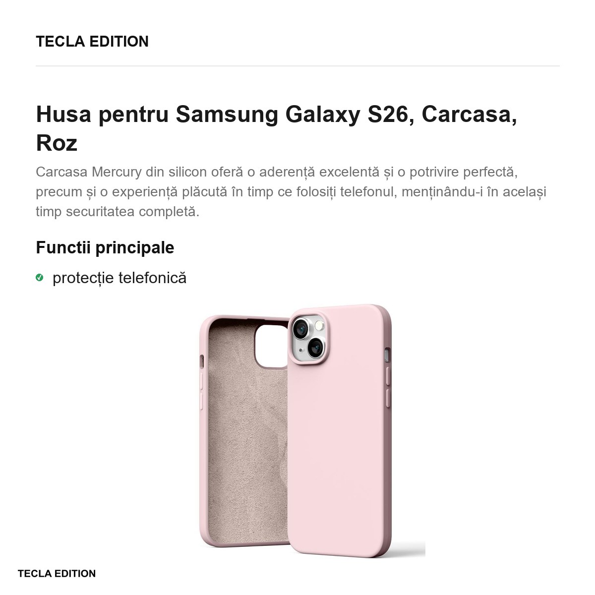 Husa Mercury Silicone Sand pentru Samsung Galaxy S26, Carcasa, Roz [1]