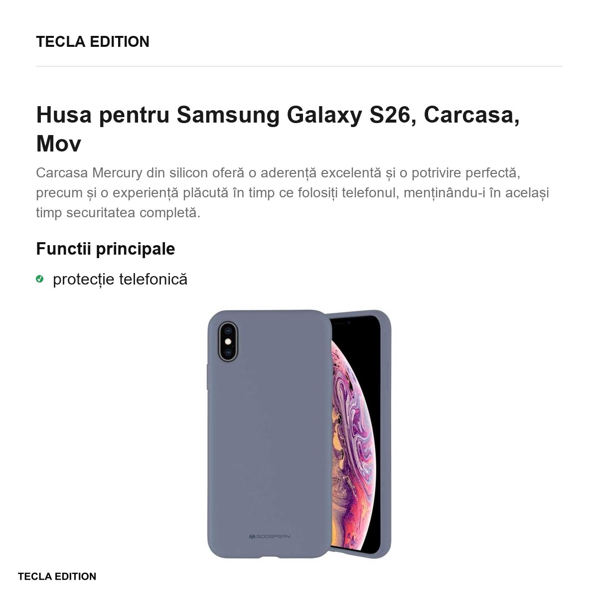 Husa Mercury Silicone pentru Samsung Galaxy S26, Carcasa, Gri [1]