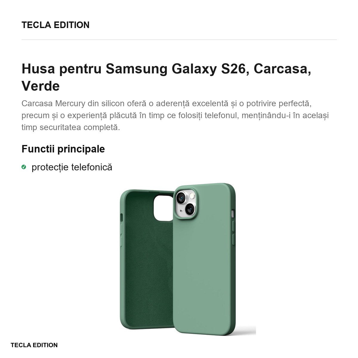 Husa Mercury Silicone pentru Samsung Galaxy S26, Carcasa, Verde [1]