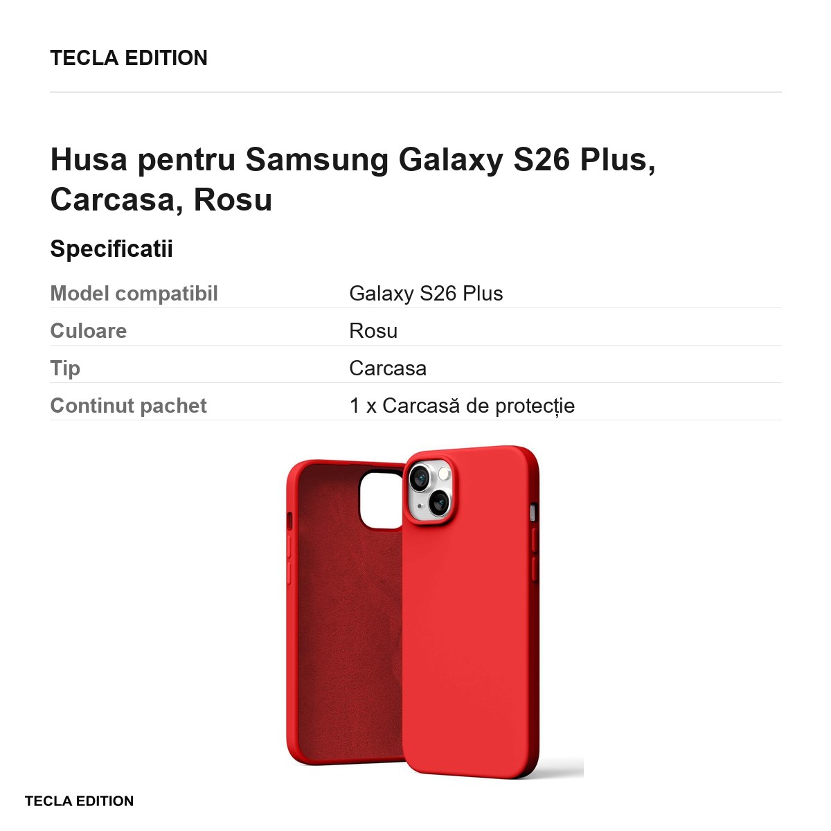 Husa Mercury Silicone + pentru Samsung Galaxy S26 Plus, Carcasa, Rosu [2]