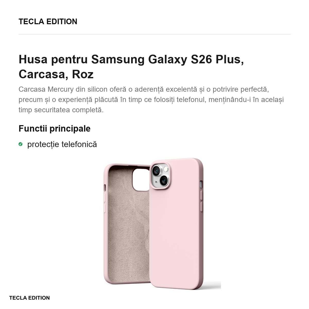 Husa Mercury Silicone + Sand pentru Samsung Galaxy S26 Plus, Carcasa, Roz [1]