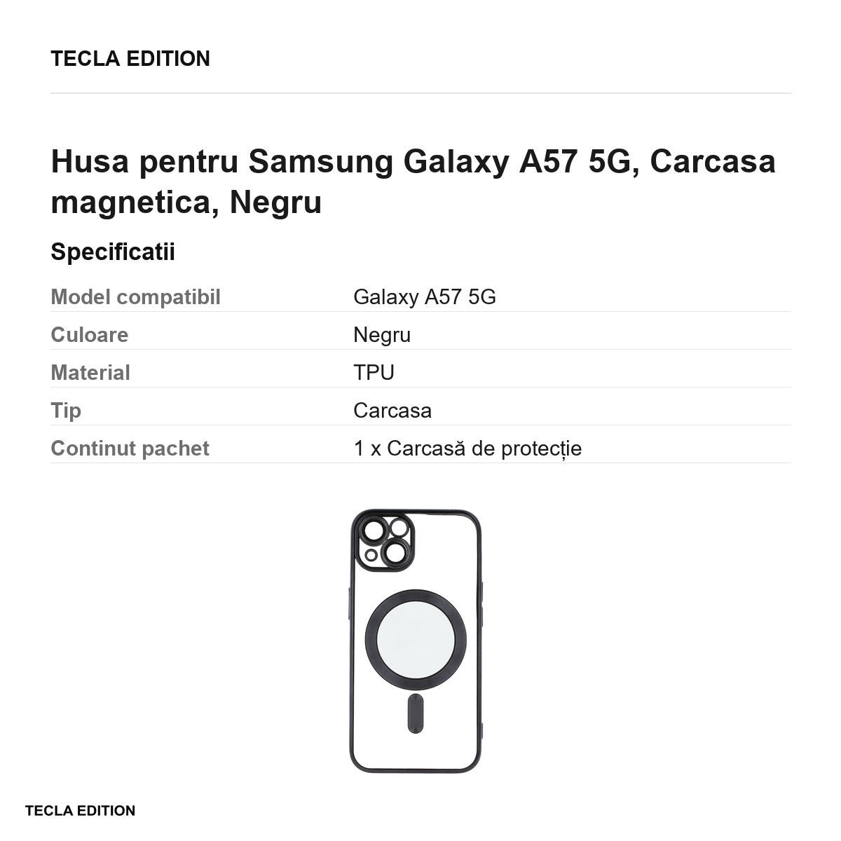 Husa Color Chrome Mag pentru Samsung Galaxy A57 5G, Carcasa magnetica, Negru [2]