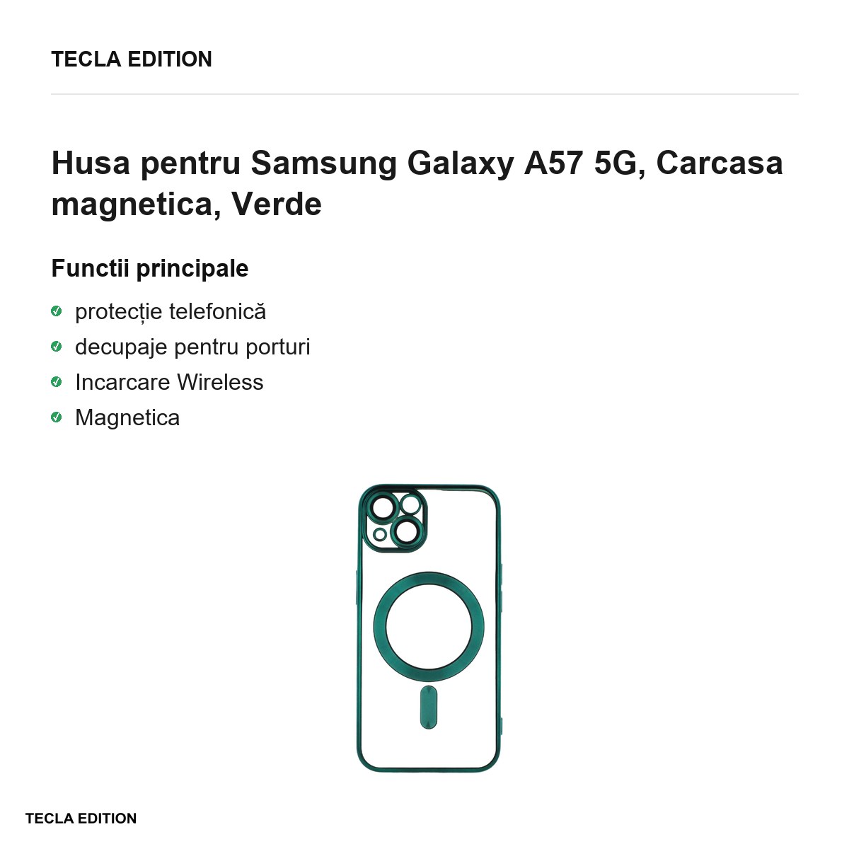 Husa Color Chrome Mag pentru Samsung Galaxy A57 5G, Carcasa magnetica, Verde [1]