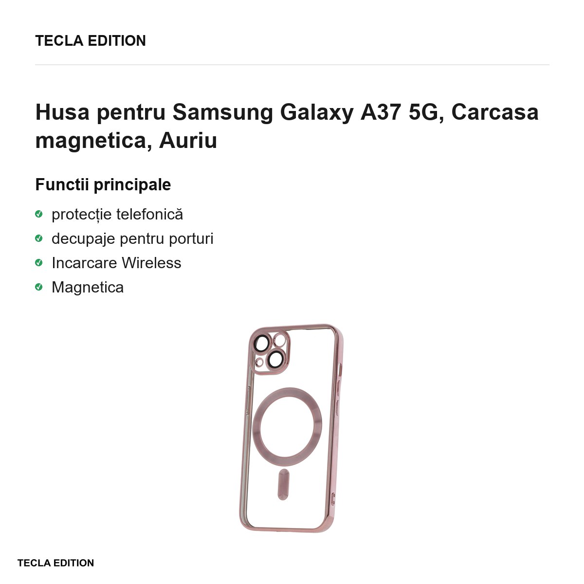 Husa Color Chrome Mag pentru Samsung Galaxy A37 5G, Carcasa magnetica, Rose Gold Metallic [1]