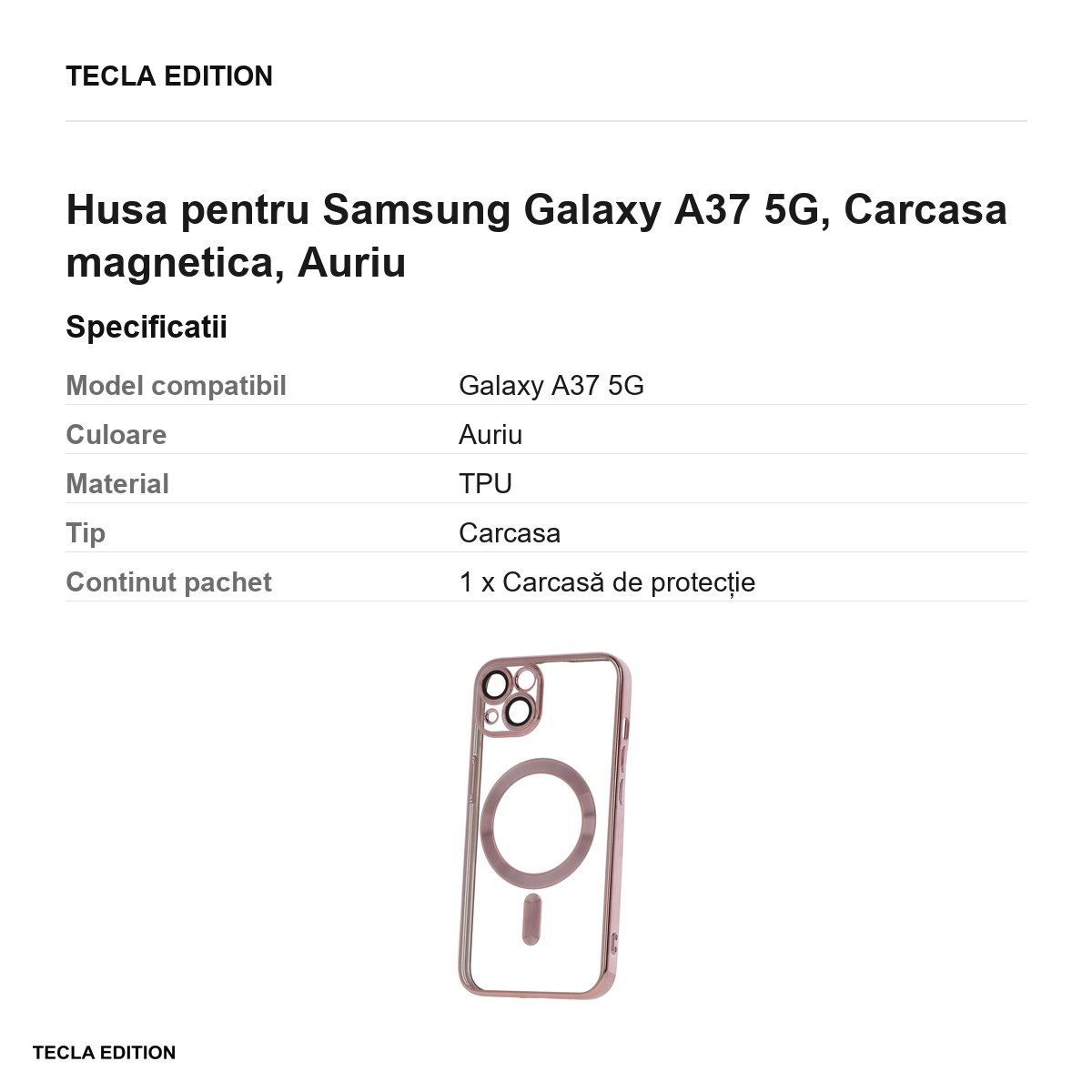 Husa Color Chrome Mag pentru Samsung Galaxy A37 5G, Carcasa magnetica, Rose Gold Metallic [2]