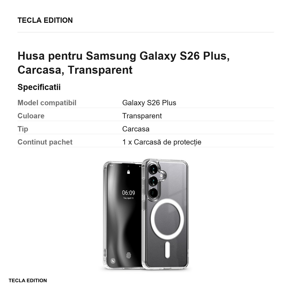 Husa Mercury Jell Hard pentru Samsung Galaxy S26 Plus, Carcasa, Transparent [2]