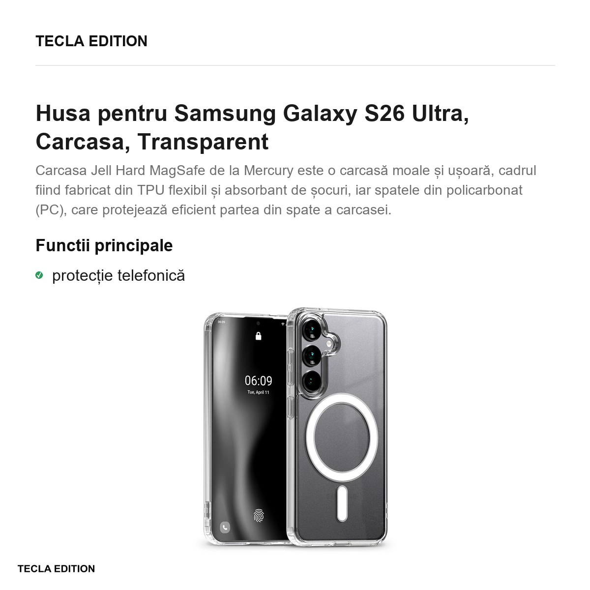 Husa Mercury Jell Hard pentru Samsung Galaxy S26 Ultra, Carcasa, Transparent [1]