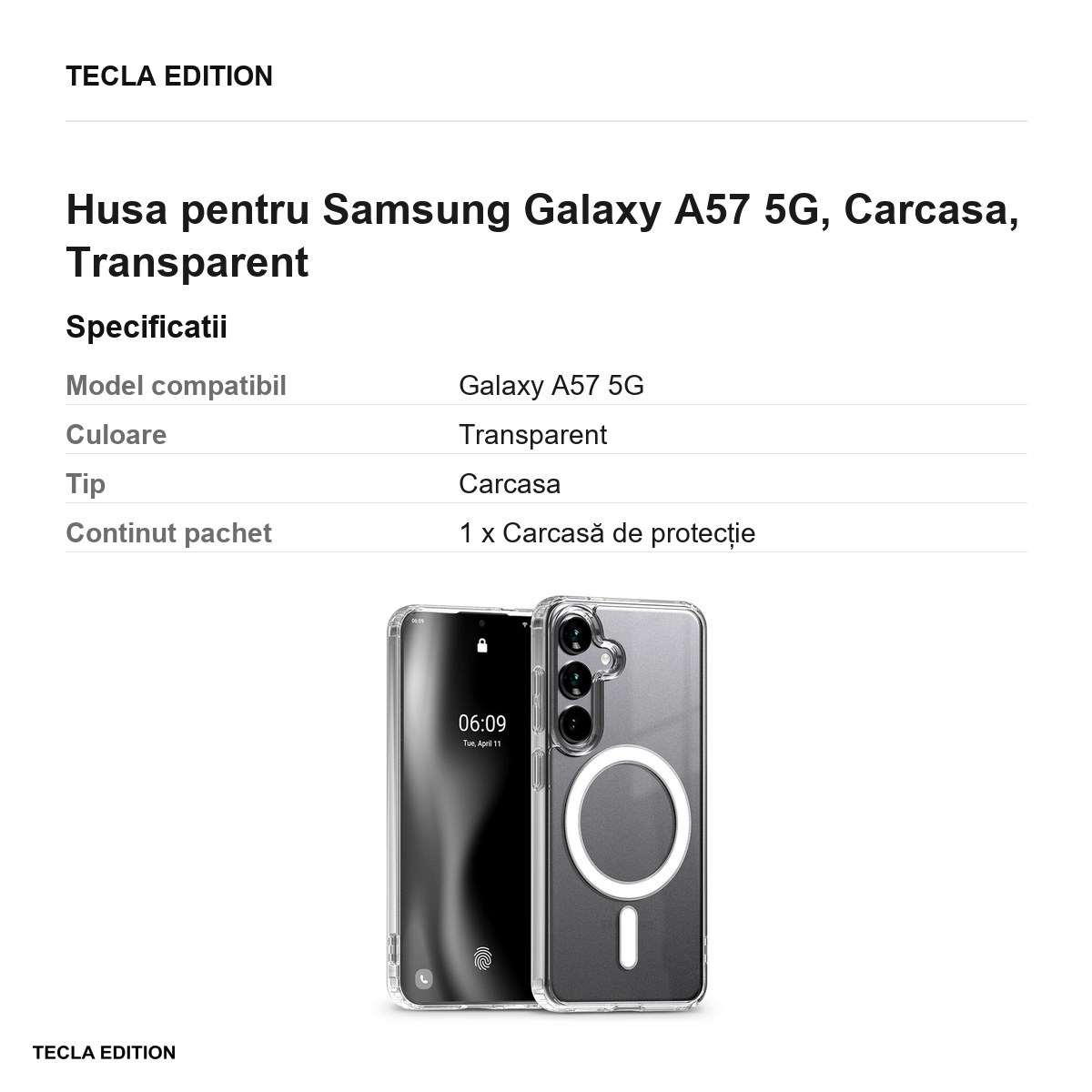 Husa Mercury Jell Hard pentru Samsung Galaxy A57 5G, Carcasa, Transparent [2]