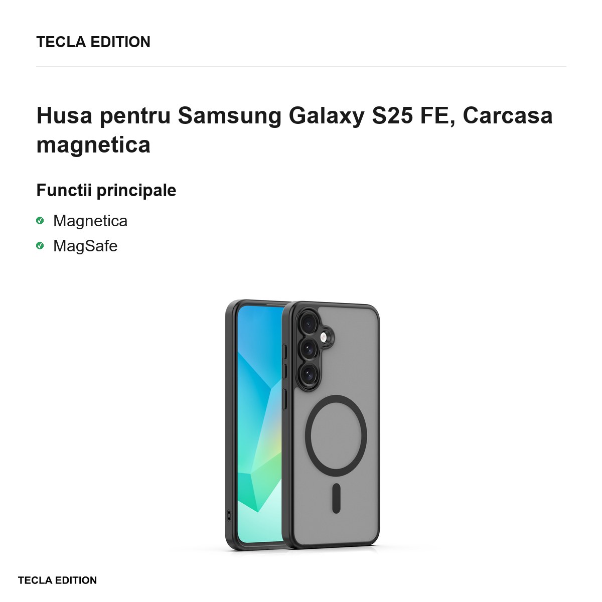 Husa Mag Matt pentru Samsung Galaxy S25 FE, Carcasa magnetica, Negru [1]