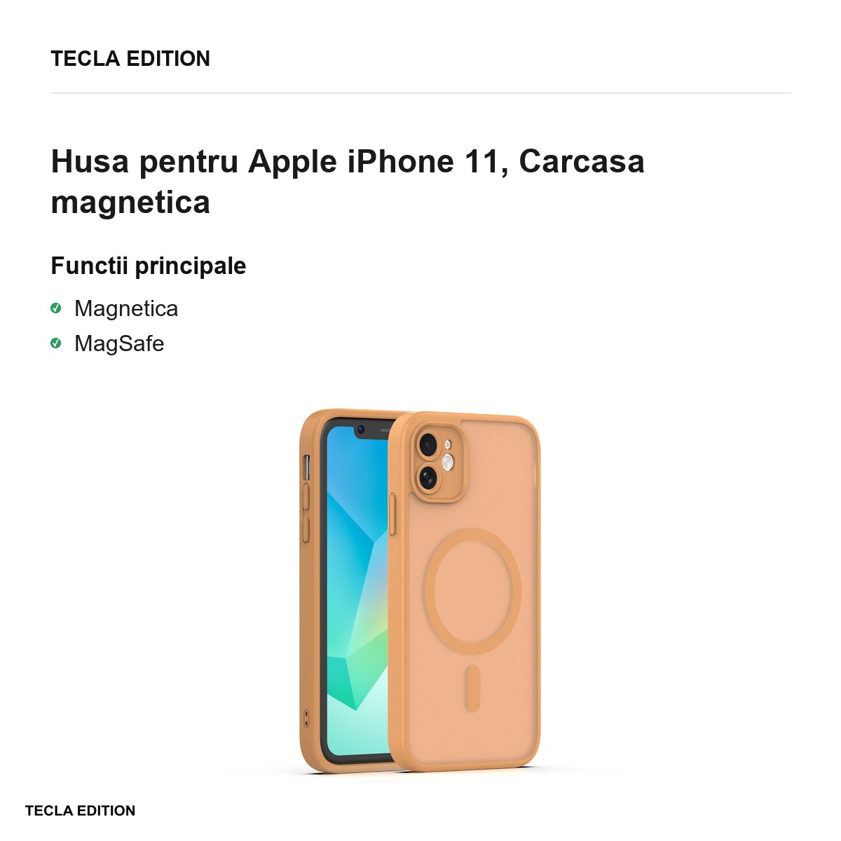 Husa Mag Matt pentru Apple iPhone 11, Carcasa magnetica, Maro [1]