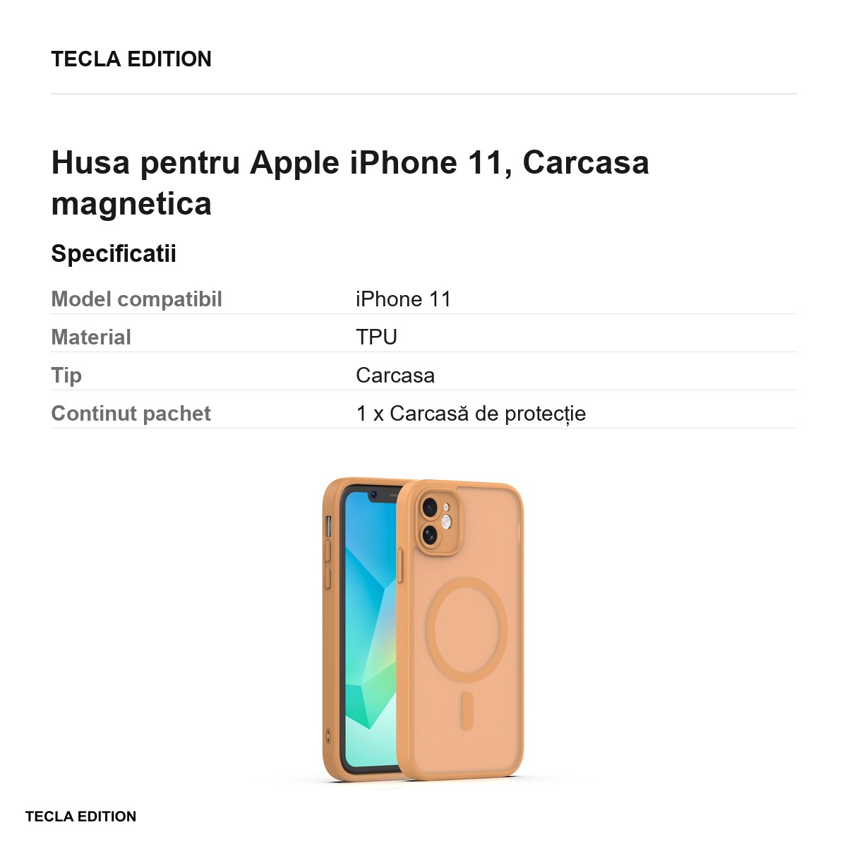 Husa Mag Matt pentru Apple iPhone 11, Carcasa magnetica, Maro [2]
